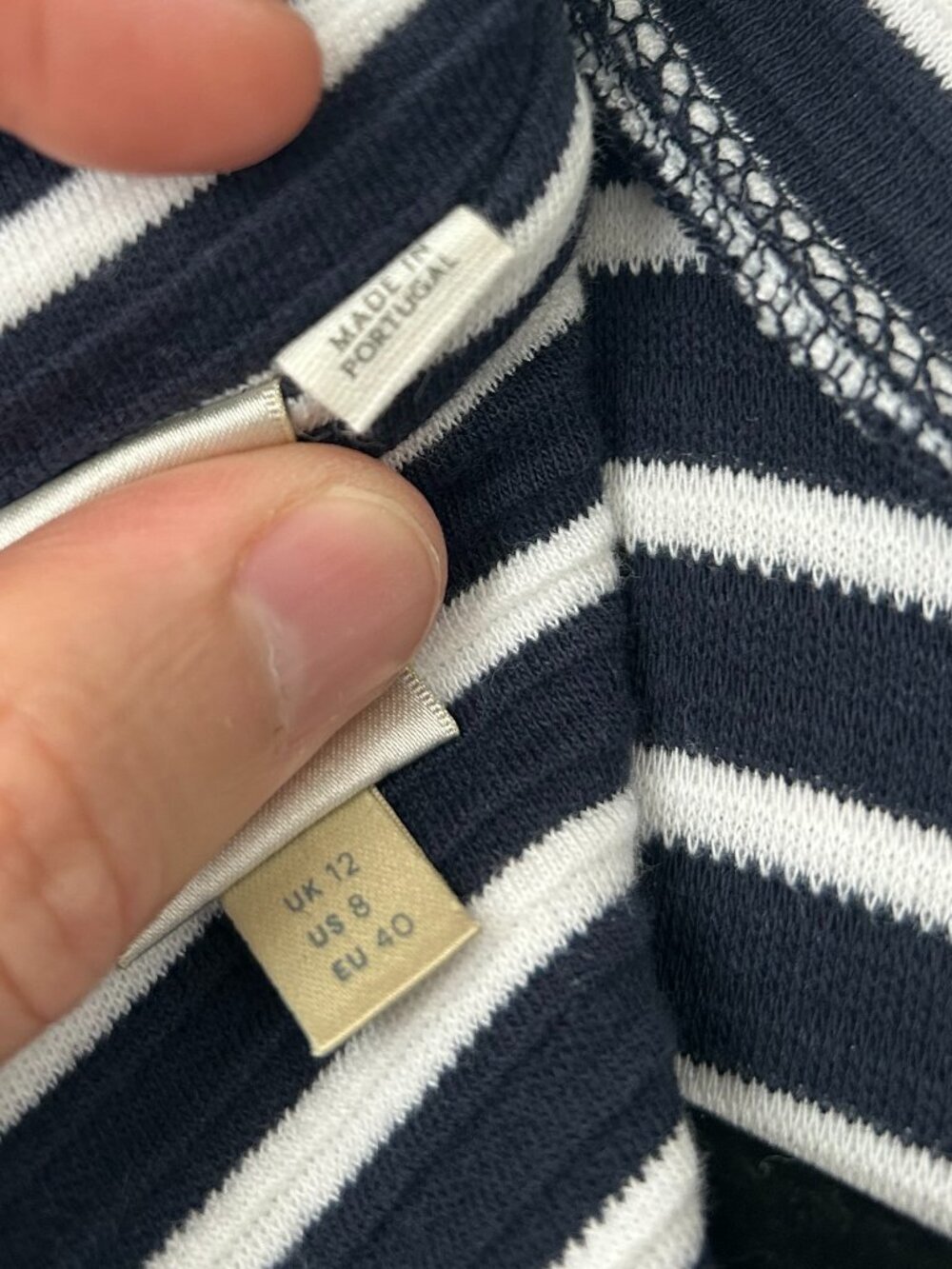 Anthropologie Seen Worn Kept Dress Womens 8 Navy White Striped Hooded Zip Knit - Picture 8 of 10